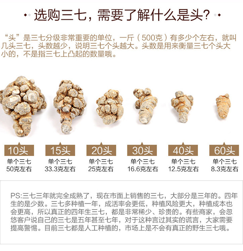 七公精选特级云南文山三七（手工挑选）